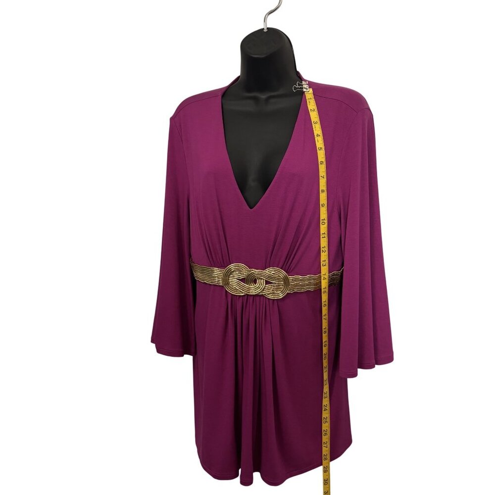 Cache Empire Bust Gold Grecian Gold Belt Top, Magenta-Orchid Purple/Pink Large - Picture 4 of 8